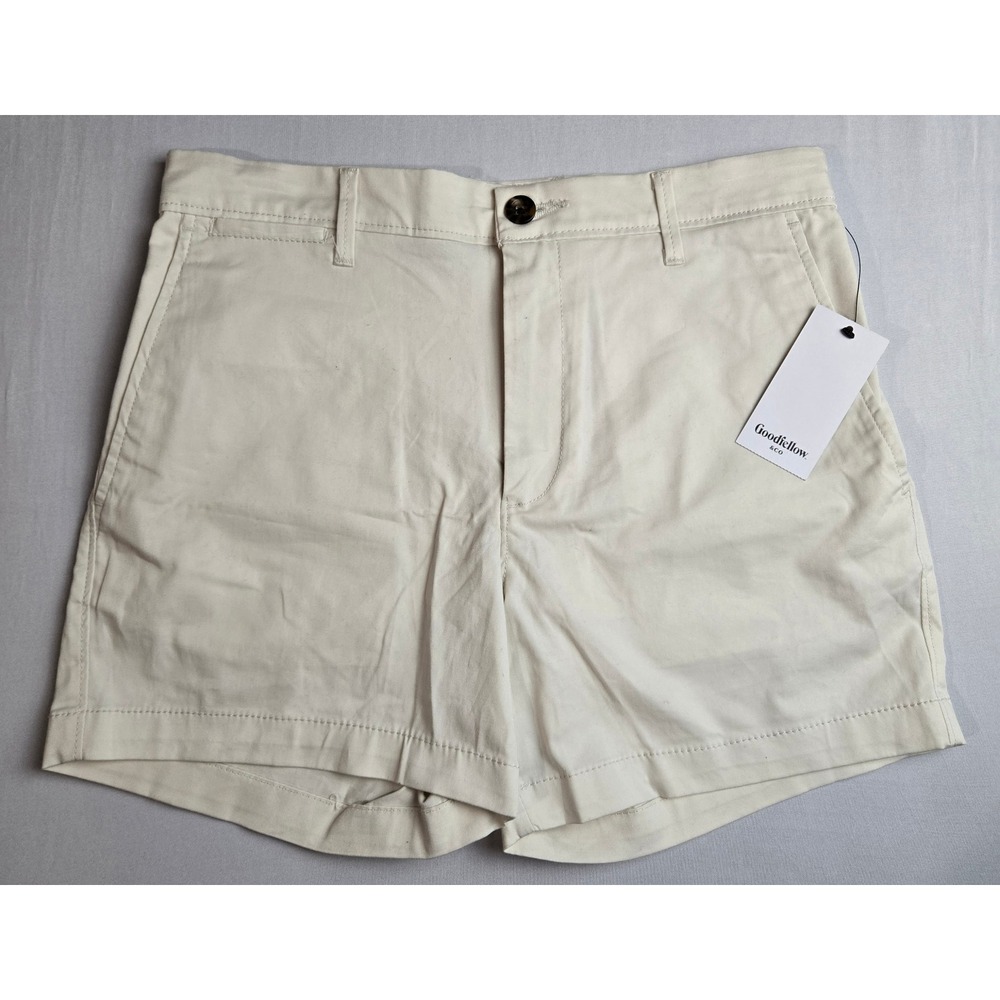 Goodfellow & Co Mens Every Wear 5" Inseam Flat Front Shorts Cream 28 NWT